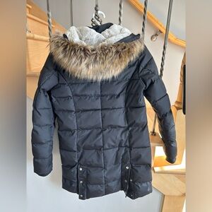 Black Puffer Coat with Faux Fur Trim